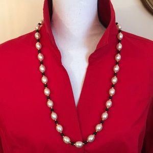 Pearl and black beaded necklace